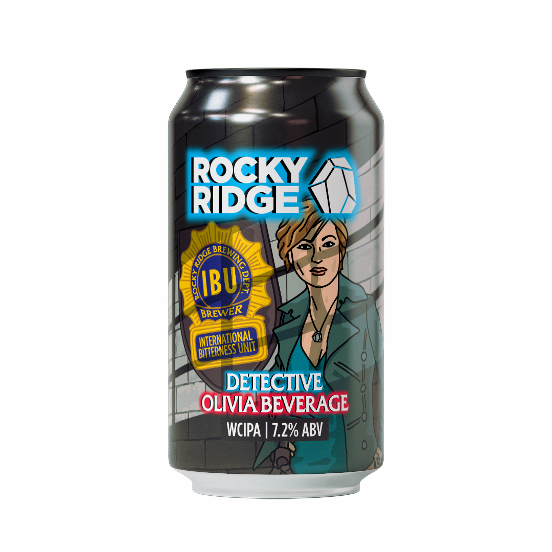 Rocky Ridge Detective Olivia Beverage "International Bitterness Unit" beer Label Full Size