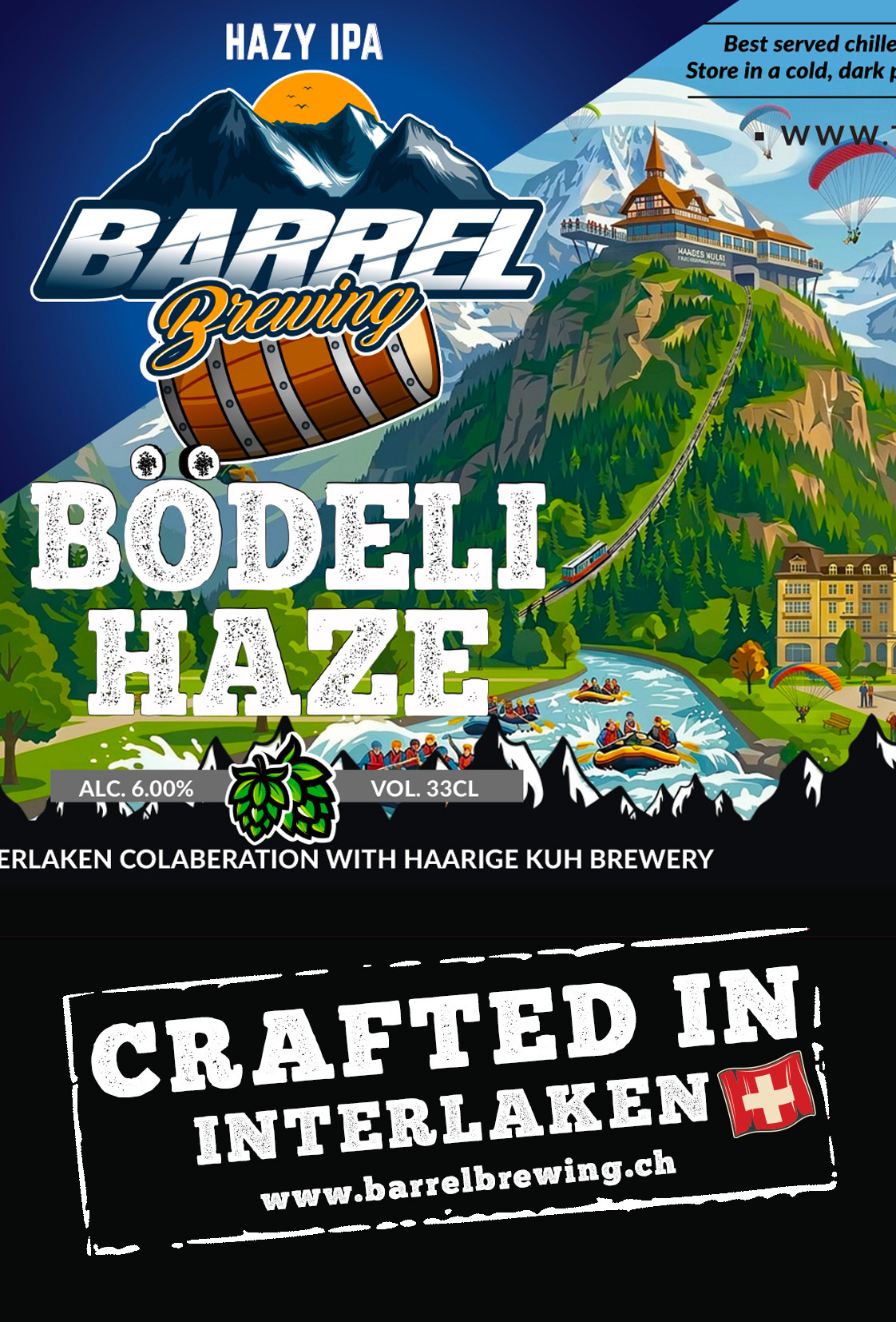 Barrel + Haarige Kuh Brauerei Bödeli Haze beer Label Full Size