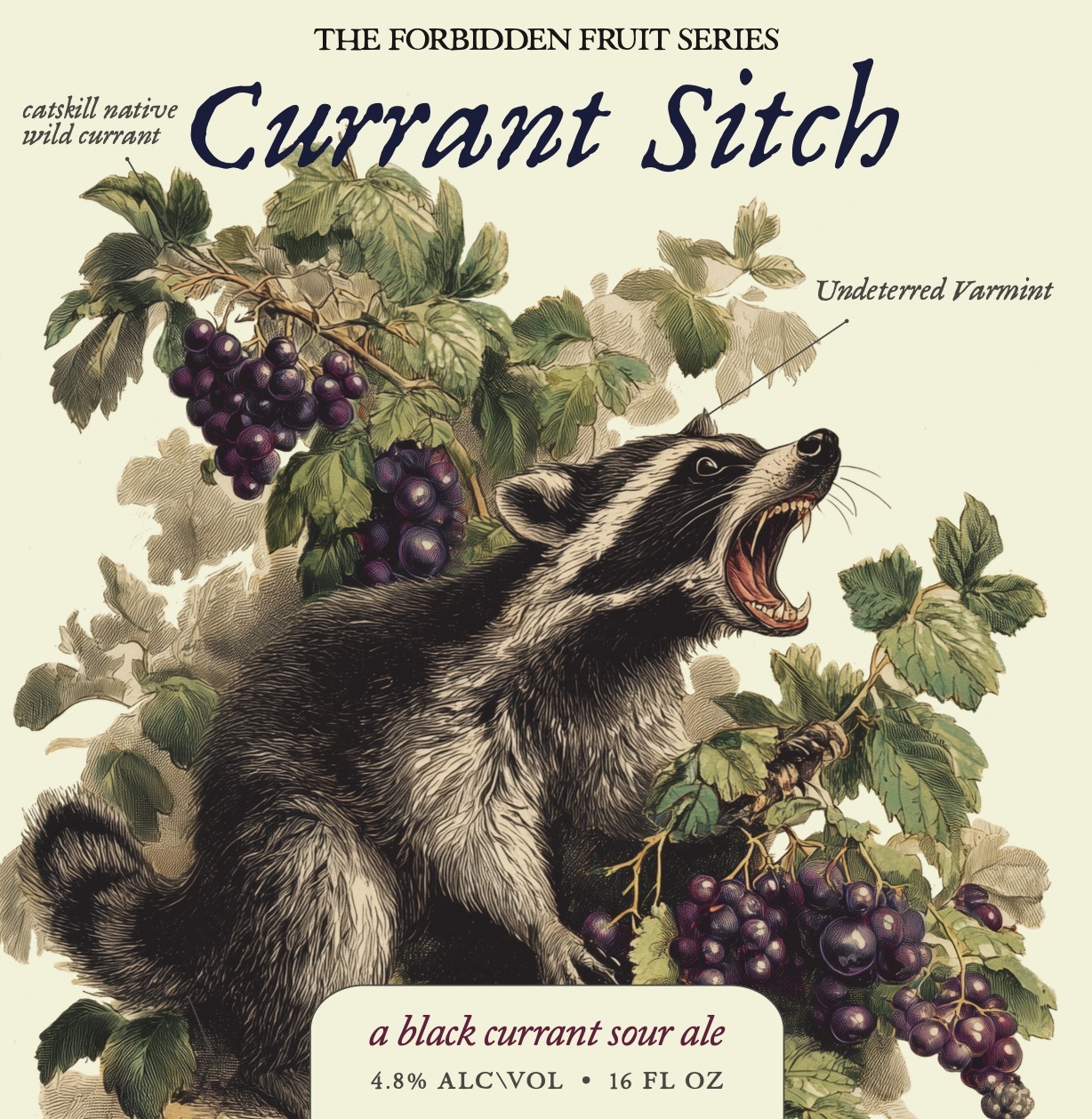 Catskill Forbidden Fruit: Black Currant beer Label Full Size