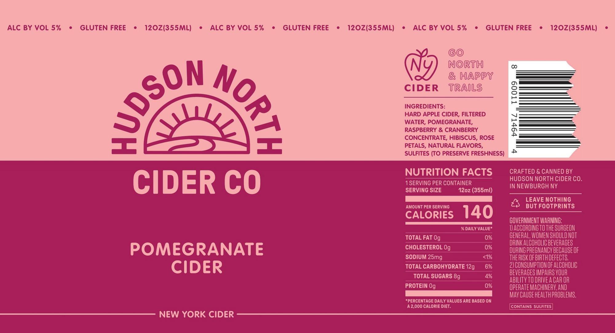 Hudson North Pomegranate Cider beer Label Full Size