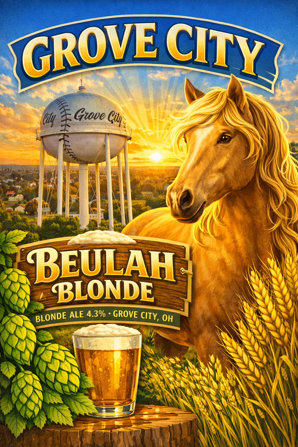 Grove City Beulah Blonde beer Label Full Size