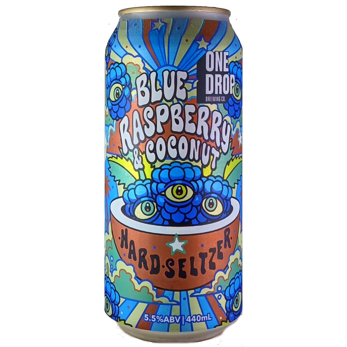 One Drop Blue Raspberry & Coconut beer Label Full Size