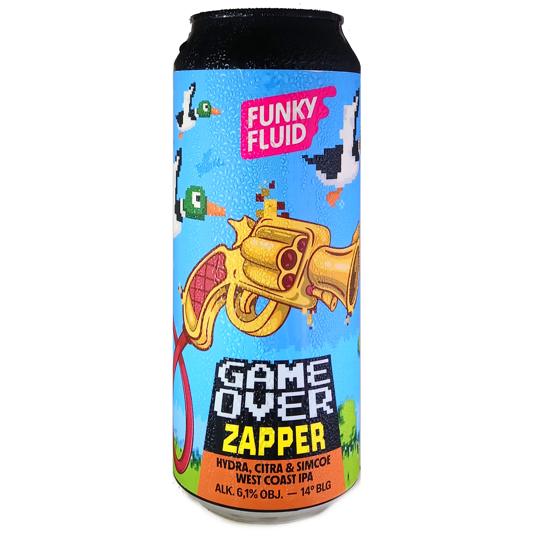 Funky Fluid Game Over: Zapper beer Label Full Size