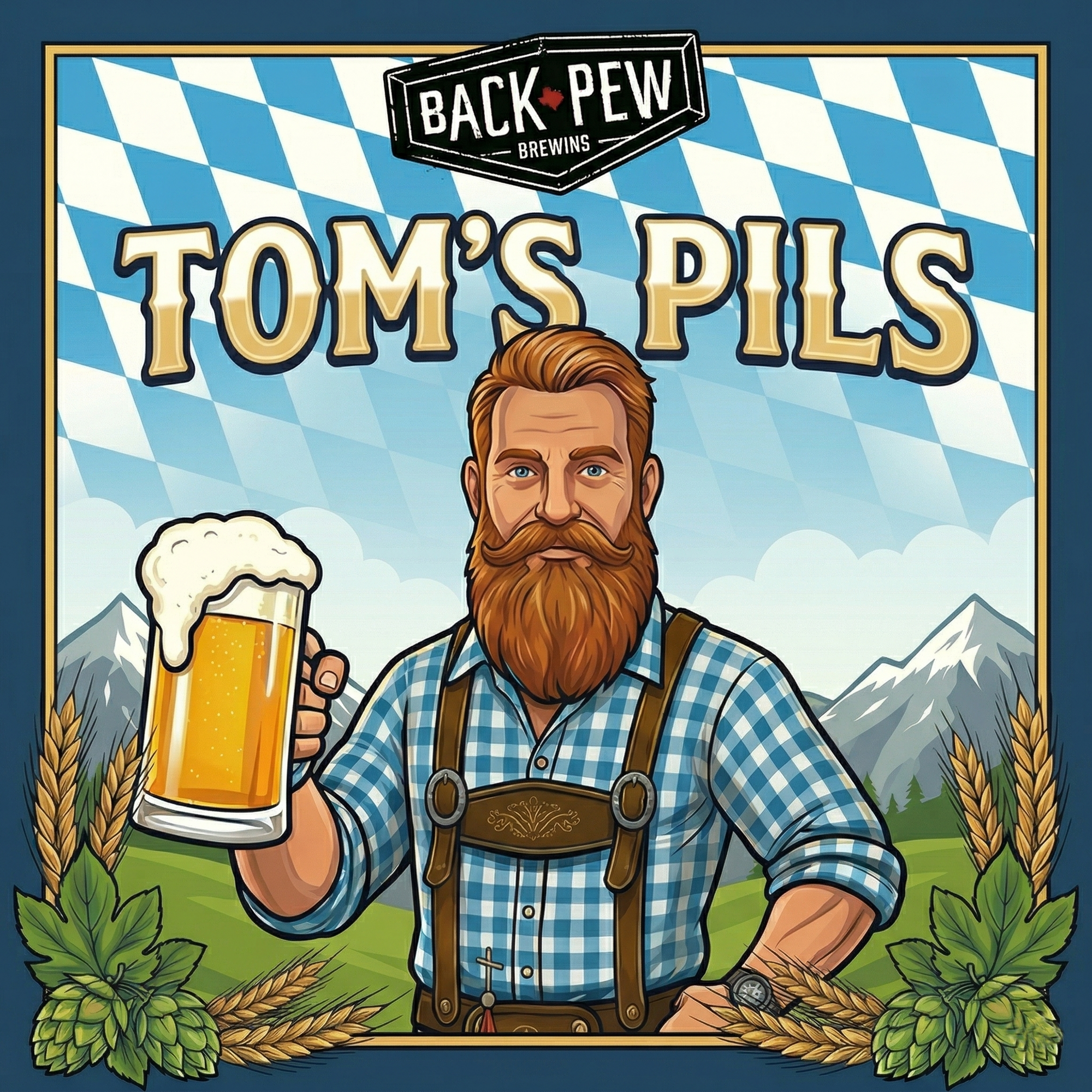 Back Pew Tom's Pils beer Label Full Size