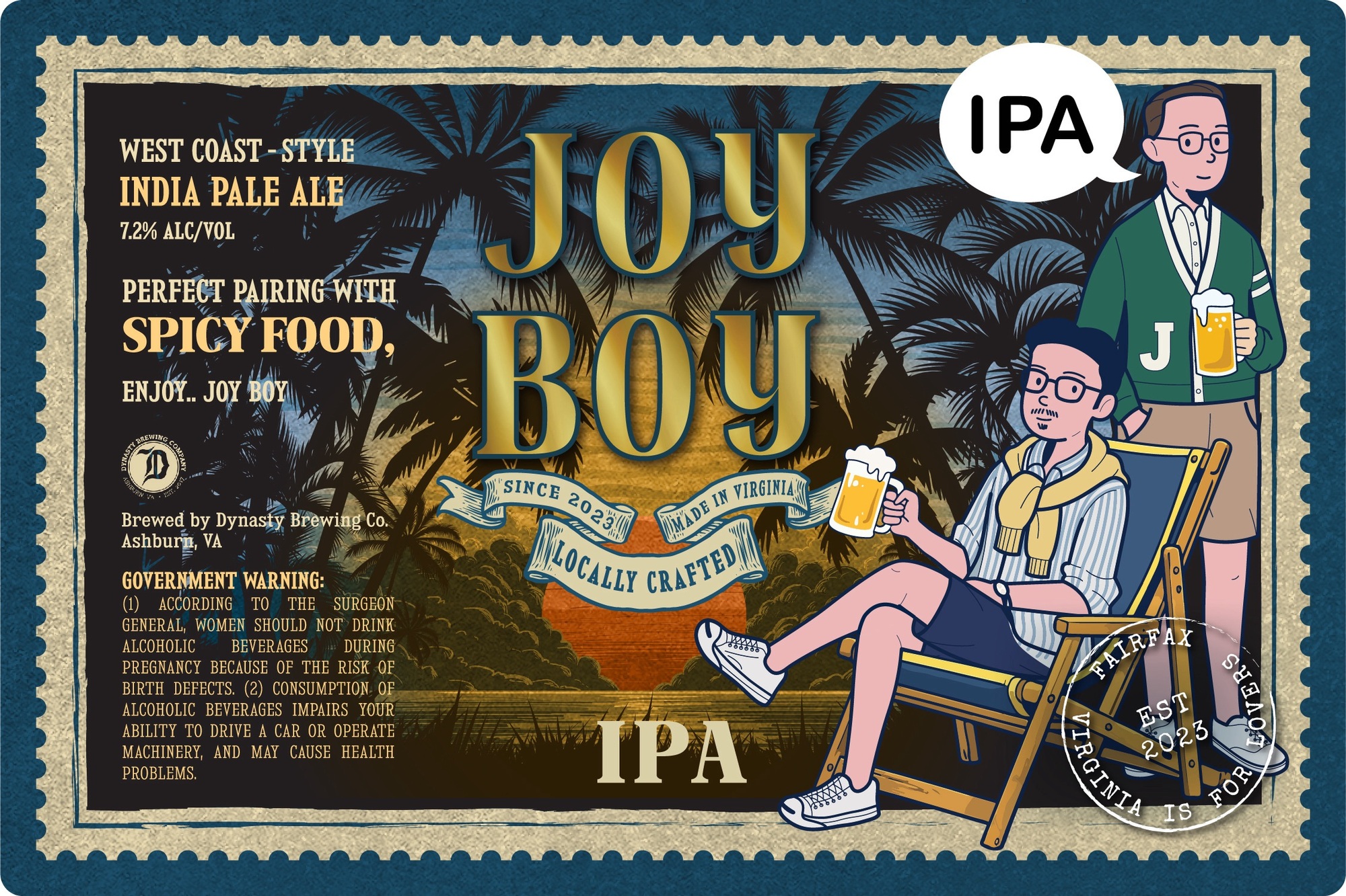 Dynasty Joy Boy IPA beer Label Full Size