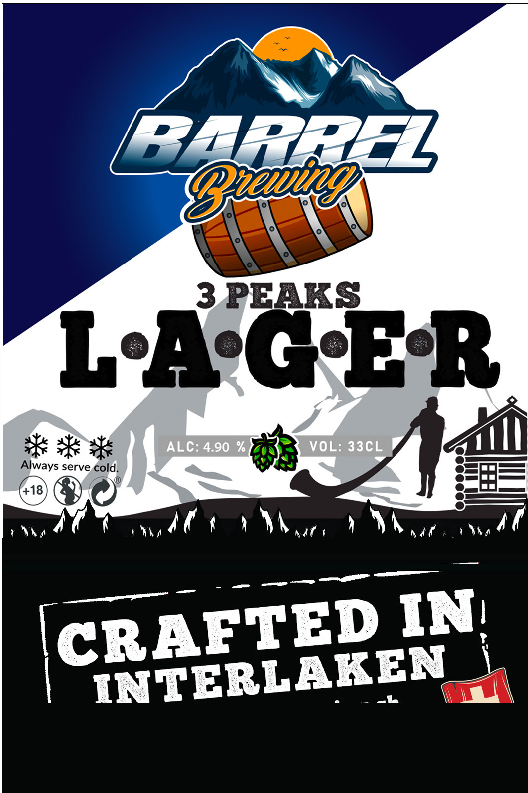 Barrel 3 Peaks Barrel Lager beer Label Full Size