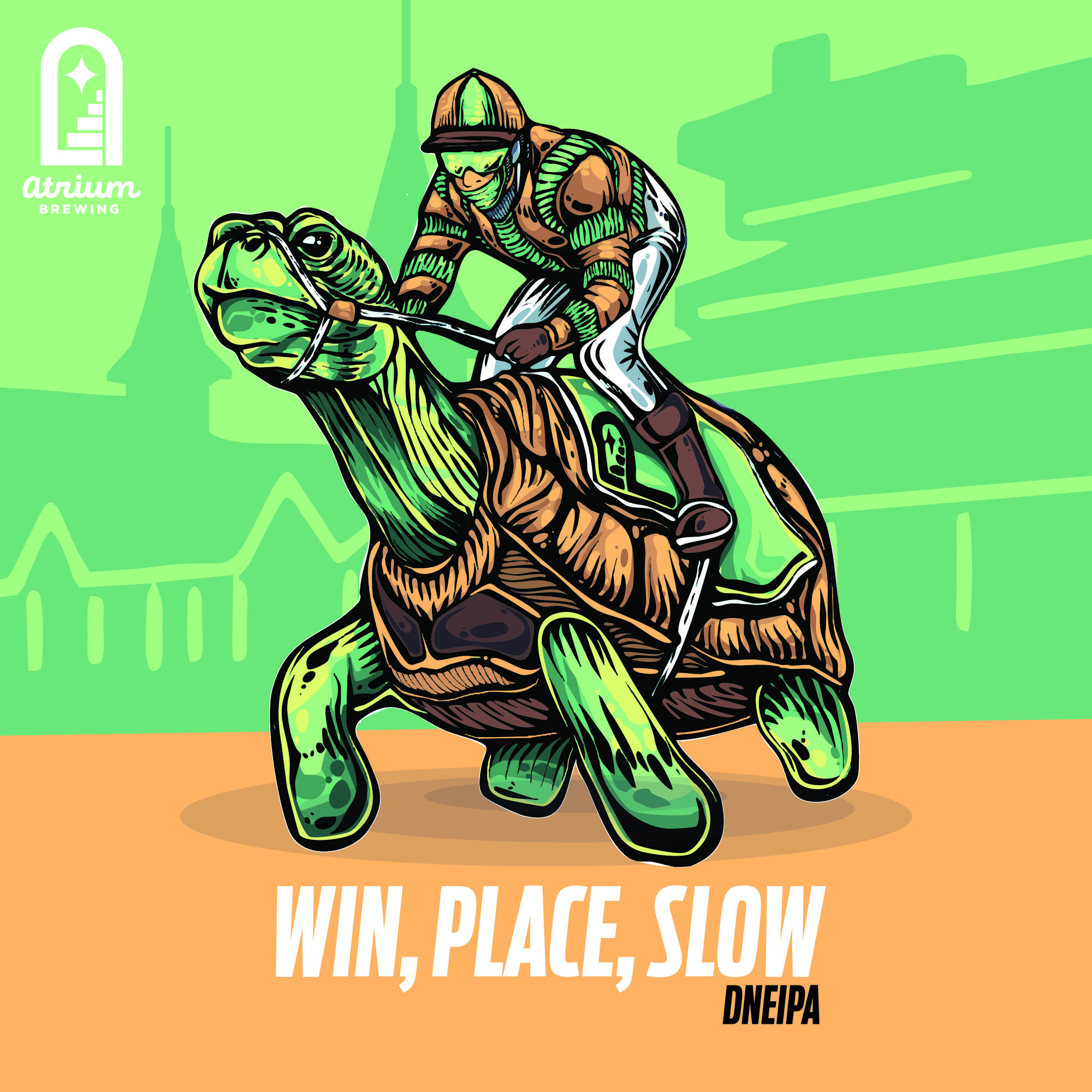 Atrium Win, Place, Slow beer Label Full Size