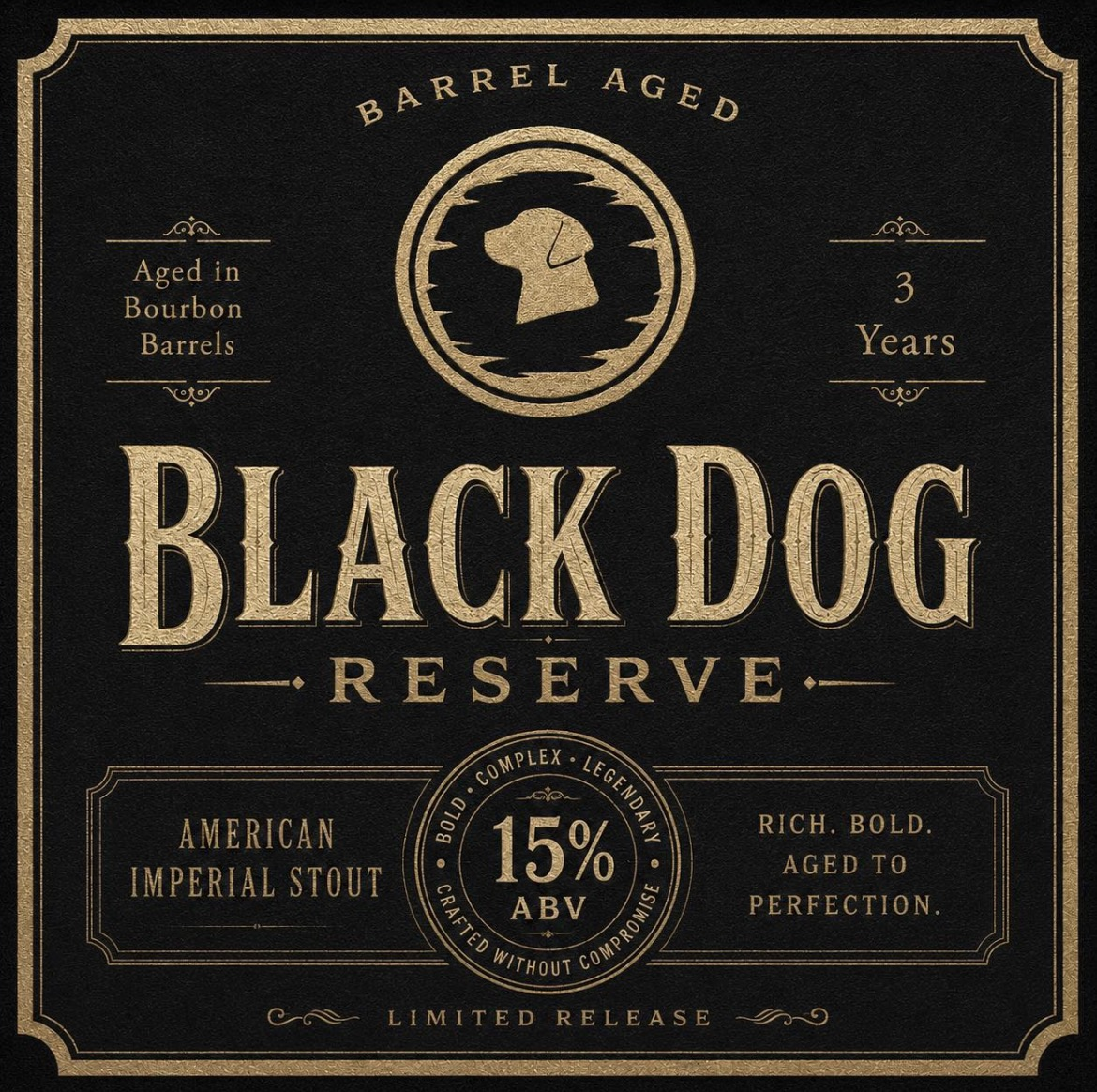 Black Dog Reserve beer Label Full Size
