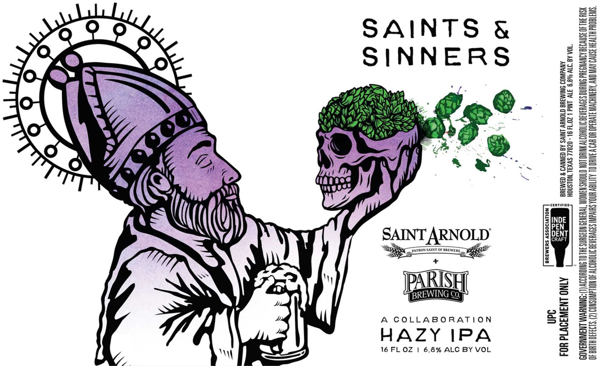 Saint Arnold + Parish Saints and Sinners beer Label Full Size