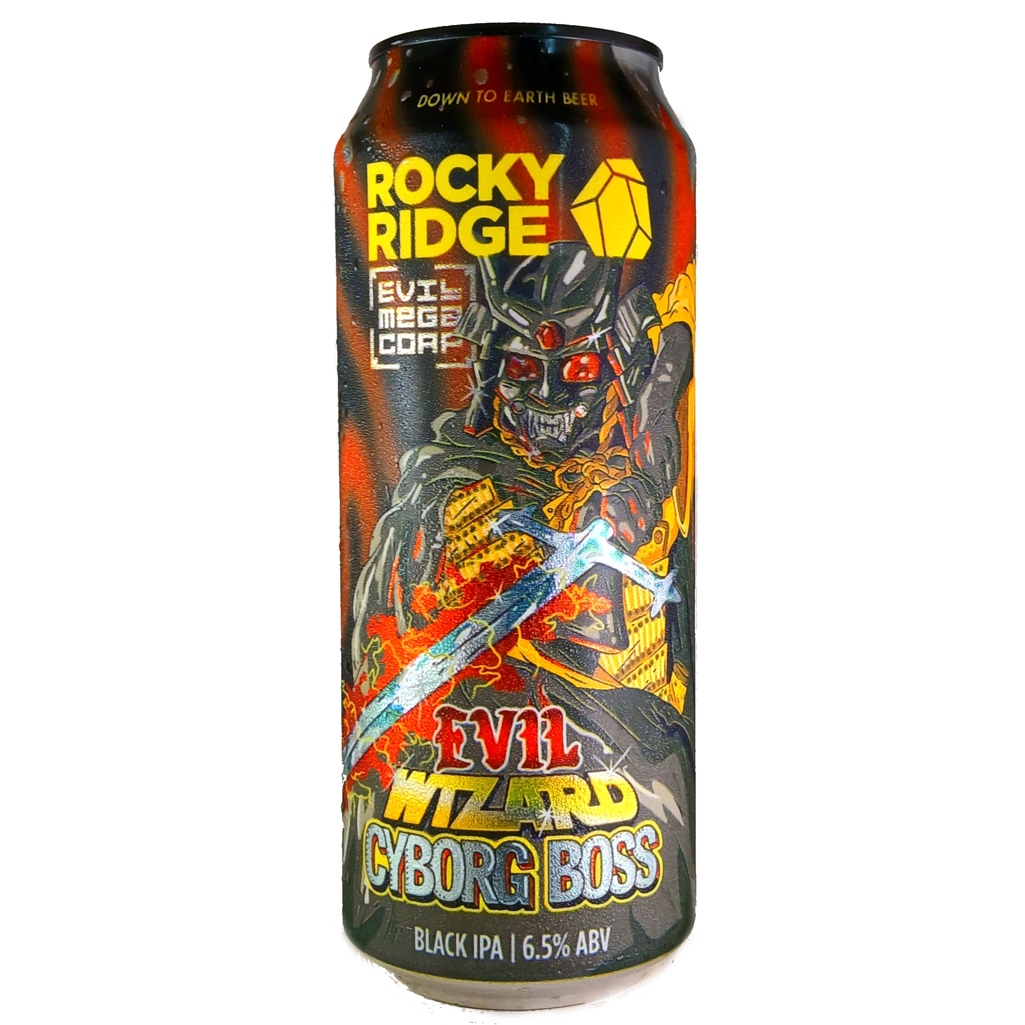 Rocky Ridge Evil Wizard Cyborg Boss beer Label Full Size