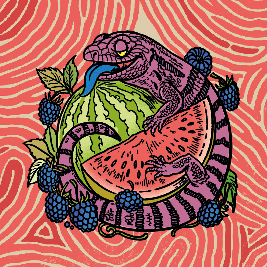 Tripping Animals + WeldWerks Blue Tongue Meltdown beer Label Full Size