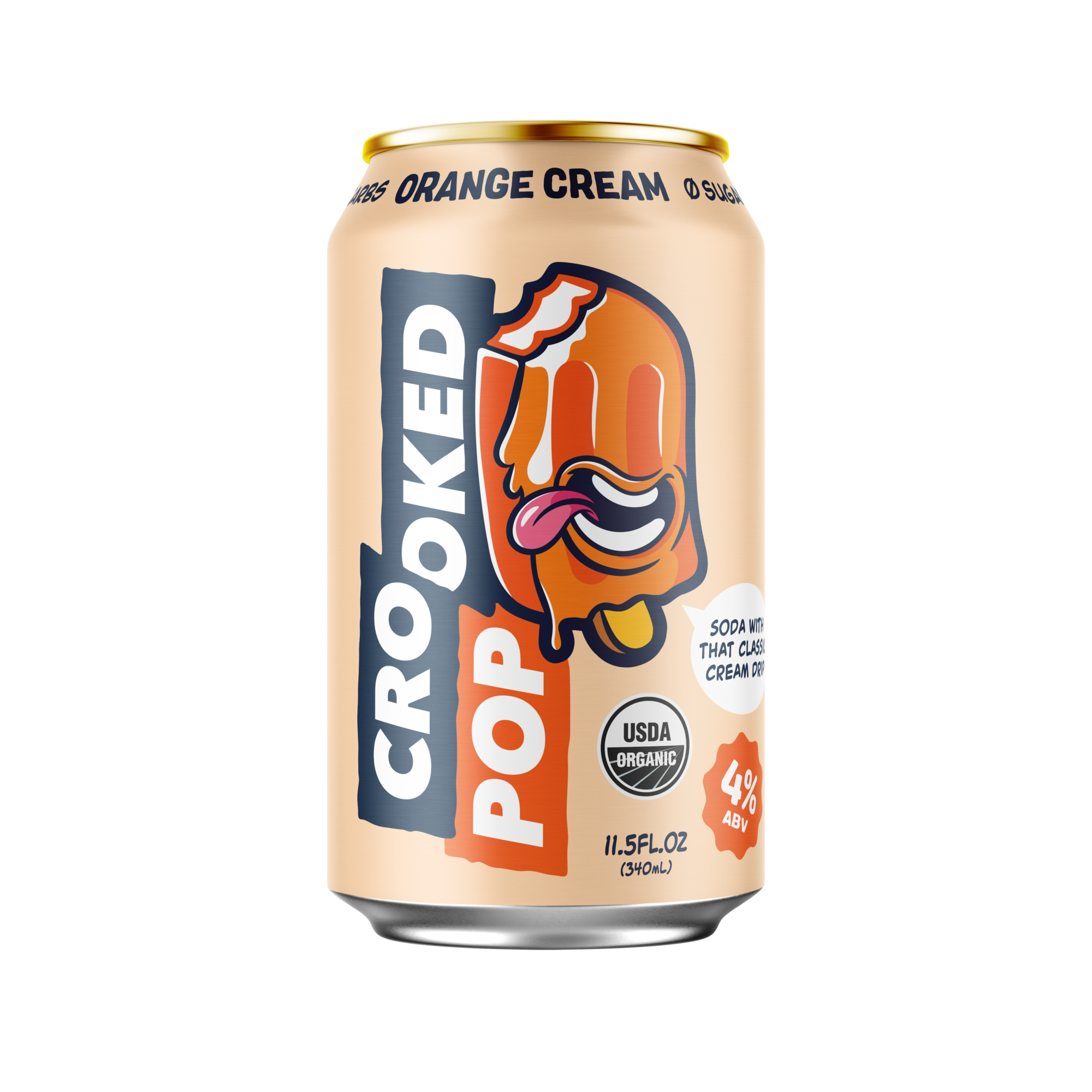 Crooked Pop Orange Cream Hard Soda beer Label Full Size