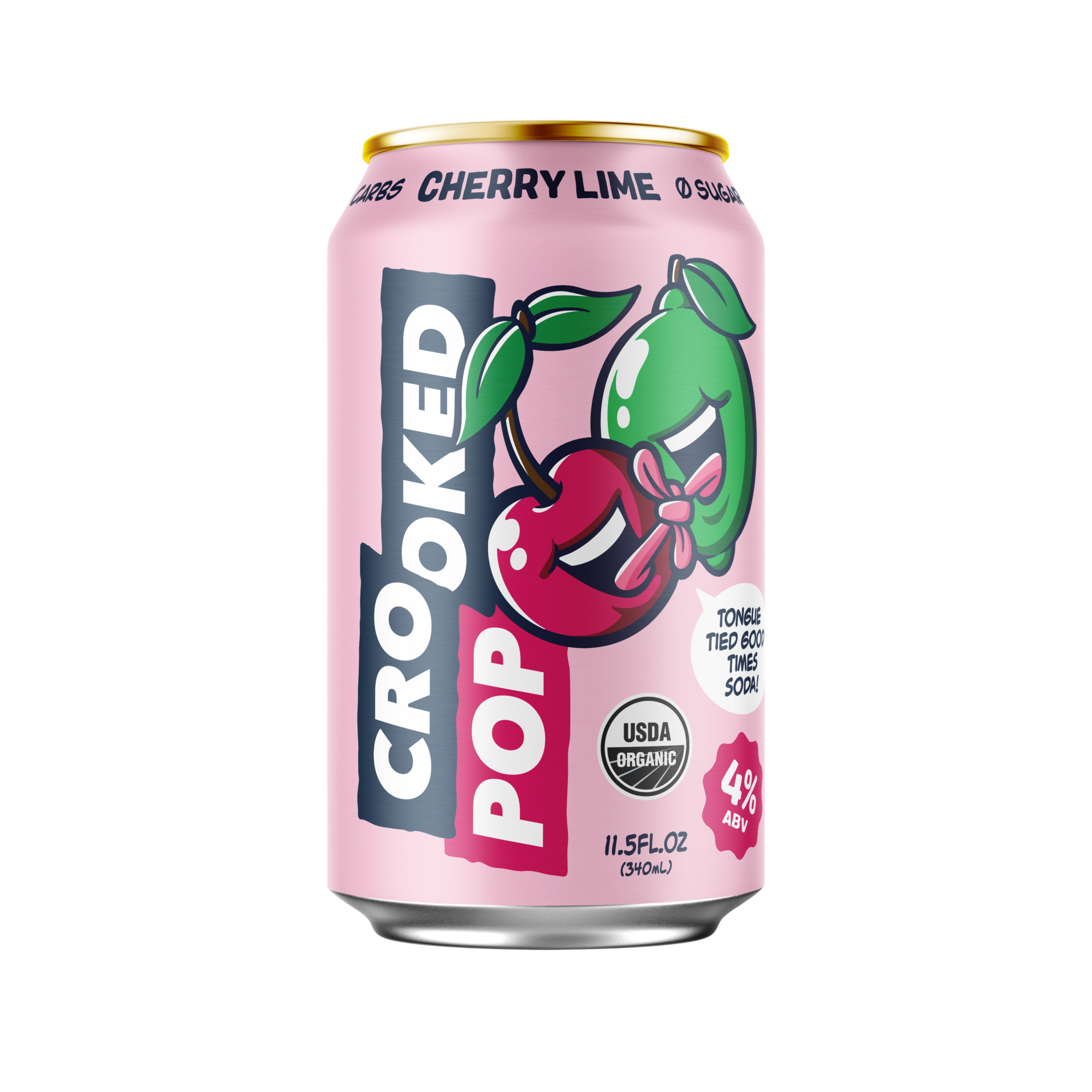 Crooked Pop Cherry Lime Hard Soda beer Label Full Size