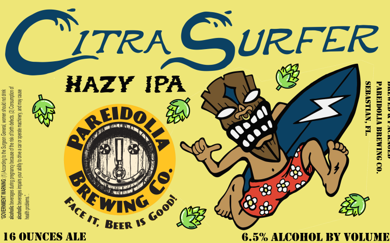 Pareidolia Citra Surfer beer Label Full Size
