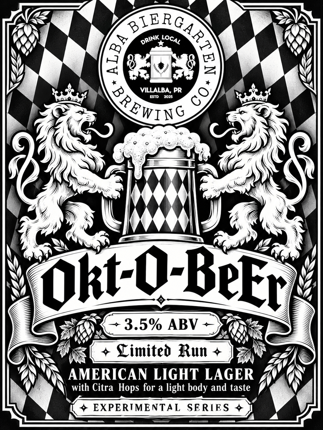 Alba Biergarten Brewing Co. Okt-O-Beer beer Label Full Size