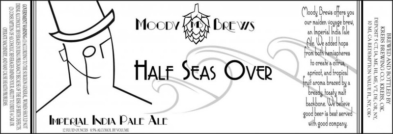 Moody Brews Half Seas Over Imperial IPA beer Label Full Size