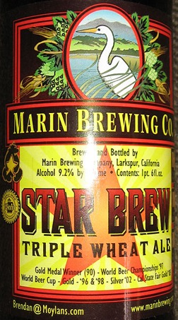 Marin Star Brew Triple Wheat beer Label Full Size
