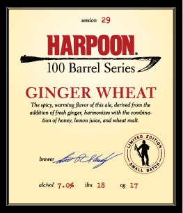 Harpoon 100 Barrel Series Ginger Wheat beer Label Full Size