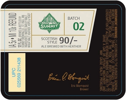 Summit Unchained #02: 90/- Scottish Style Ale beer Label Full Size