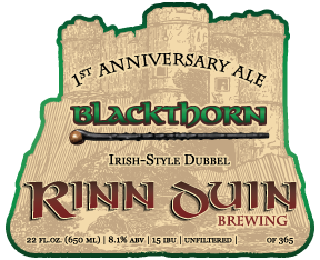Toms River Rinn Duin Blackthorn 1st Anniversary Ale beer Label Full Size