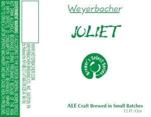 Weyerbacher Juliet beer Label Full Size