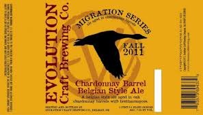 Revolution Evolution Fall Migration Belgian Pale aged in Chardonnay w Brett beer Label Full Size
