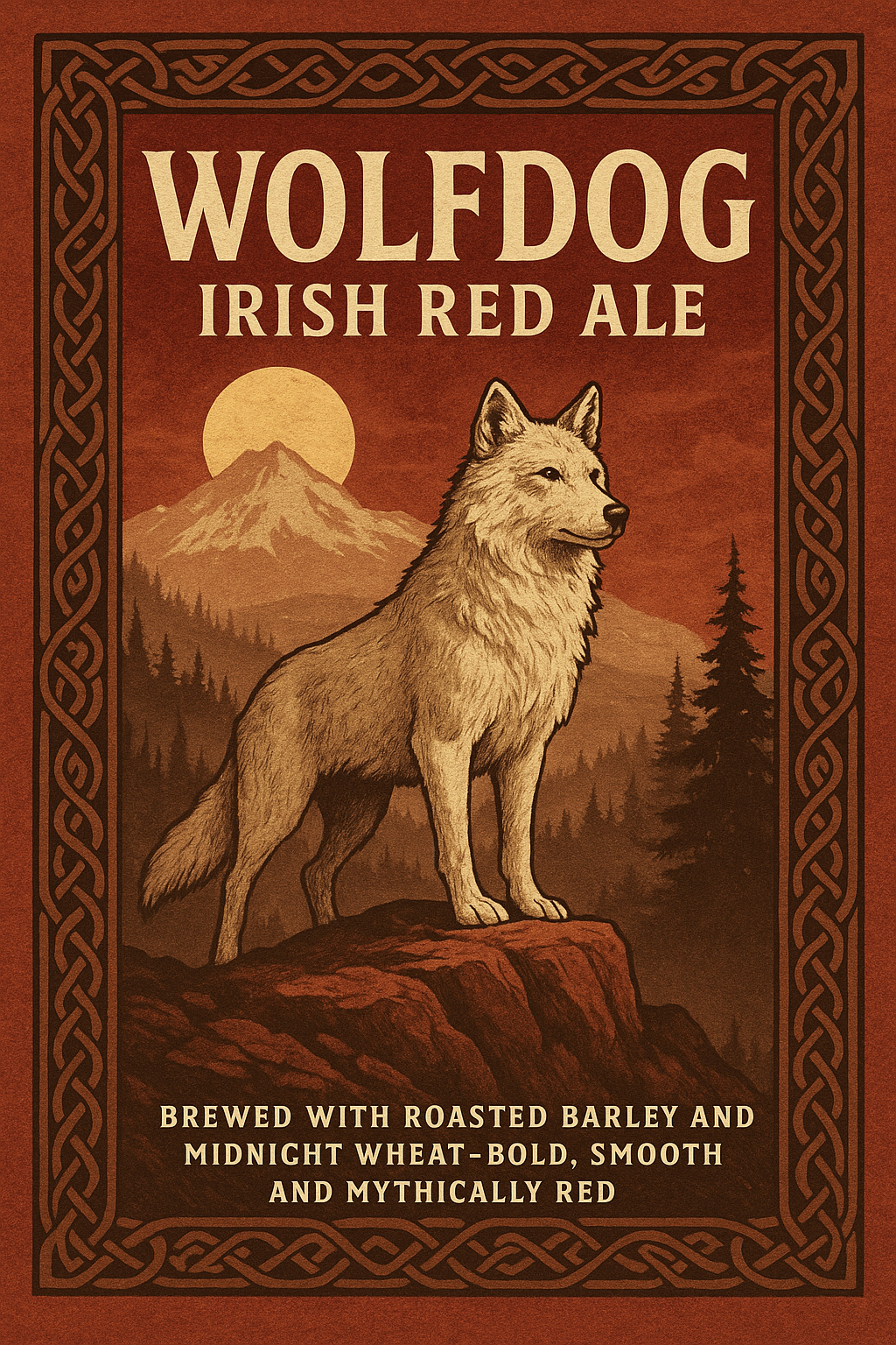 Mount Shasta Wolfdog Irish Red Ale beer Label Full Size