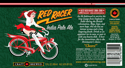 Central City Red Racer IPA beer Label Full Size
