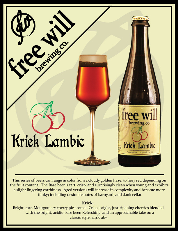 Free Will Kriek Lambic 2014 beer Label Full Size