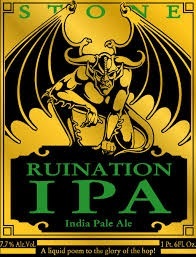 Stone Ruination Dry Hopped w/ Simcoe & Lemondrop beer Label Full Size