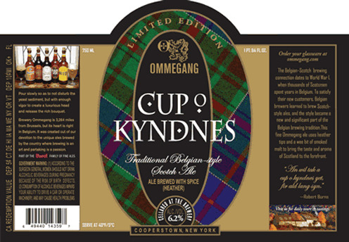Ommegang Cup O Kyndnes beer Label Full Size
