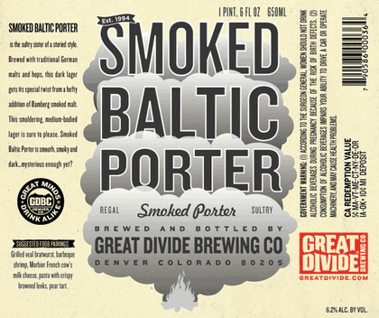 Great Divide Smoked Baltic Porter beer Label Full Size