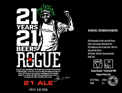 Rogue 21 Ale beer Label Full Size