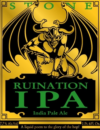 Stone Ruination Dry Hopped w/ Amarillo Hops beer Label Full Size