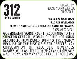 Goose Island 312 Urban Radler beer Label Full Size