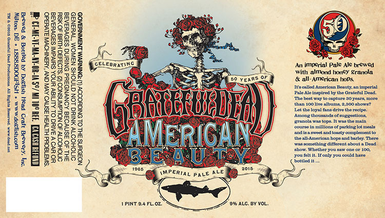 Dogfish Head American Beauty 2015 beer Label Full Size