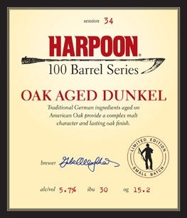 Harpoon 100 Barrel Series Oak Aged Dunkel beer Label Full Size