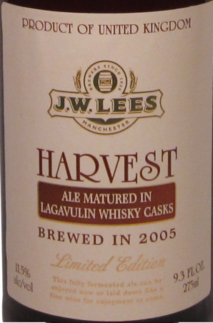 JW Lees Havest Ale Lagavulin 2005 beer Label Full Size