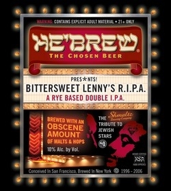 Shmaltz He'Brew Bittersweet Lenny's RIPA With Cedar and Simcoe beer Label Full Size