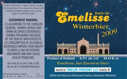 Emelisse Winterbier 2009 beer Label Full Size