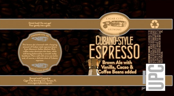 Cigar City Cubano Espresso 2009 beer Label Full Size