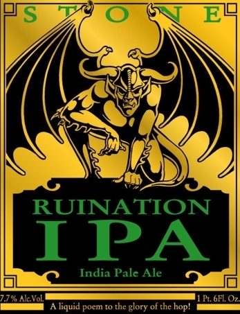 Stone Ruination Dry Hopped w/ Simcoe Hops beer Label Full Size