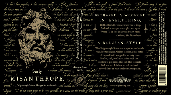 Surly Misanthrope beer Label Full Size