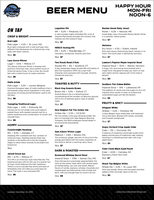 Create a print beer menu with one click