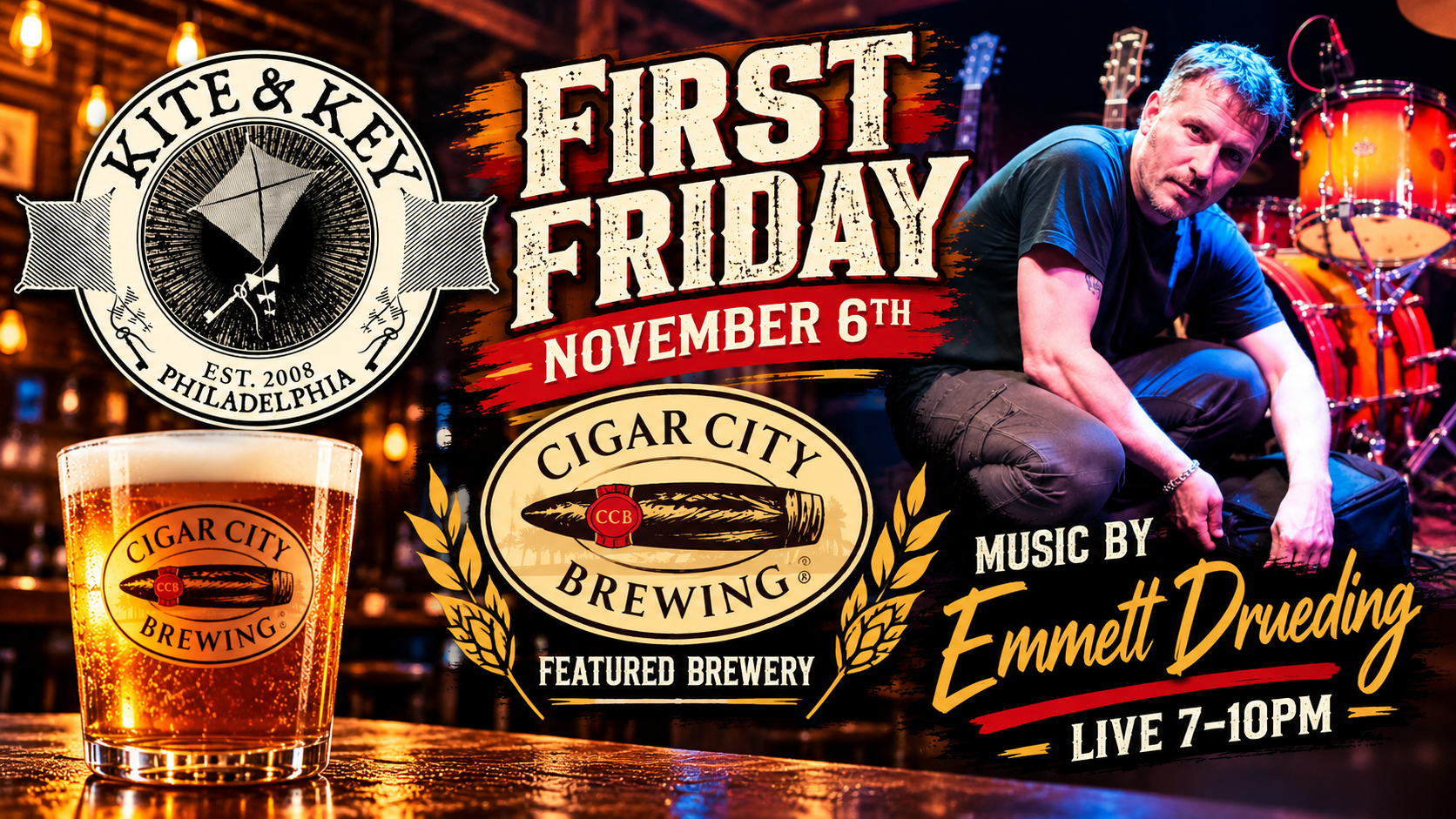 First Friday Featuring Cigar City & Music by Emmett Drueding