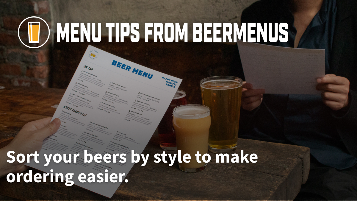 Sort your beers by style. It's worth it. 
