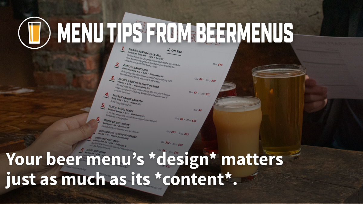Don't just provide a list. Your beer menu's *design* matters. 