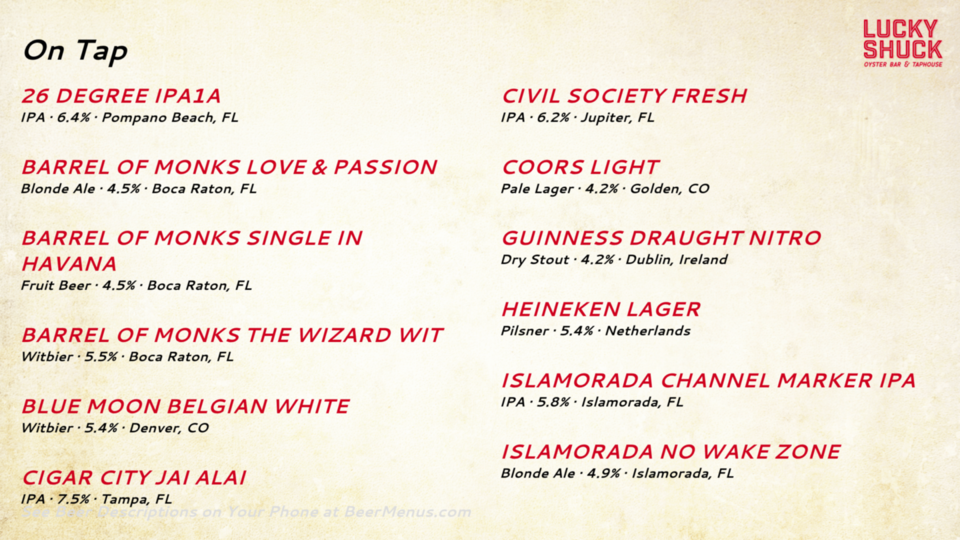 Create a print beer menu with one click