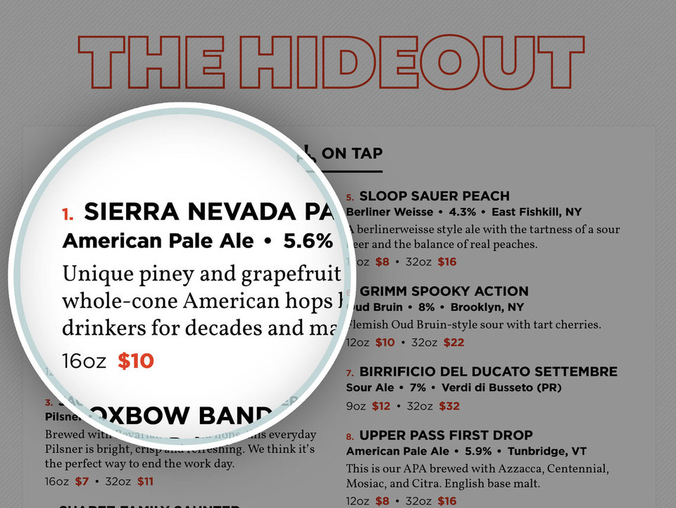 Create a print beer menu with one click